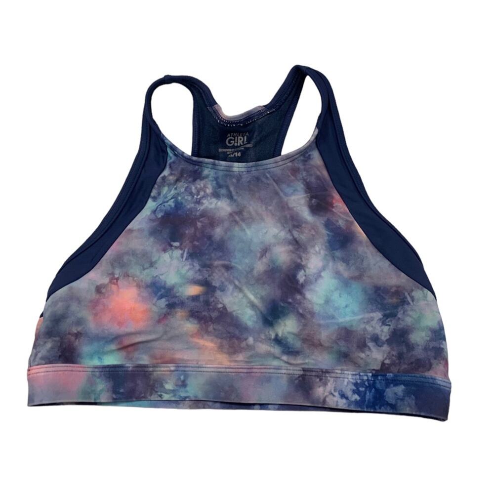 Athleta Girl‎ Sports Bra Racerback Blue Muli Size XL (14)